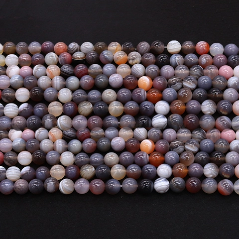 Natural Persian Agate Round Beads Mixed Color Polished Striped Stone Spacer Beads For DIY Jewelry Making Accessories
