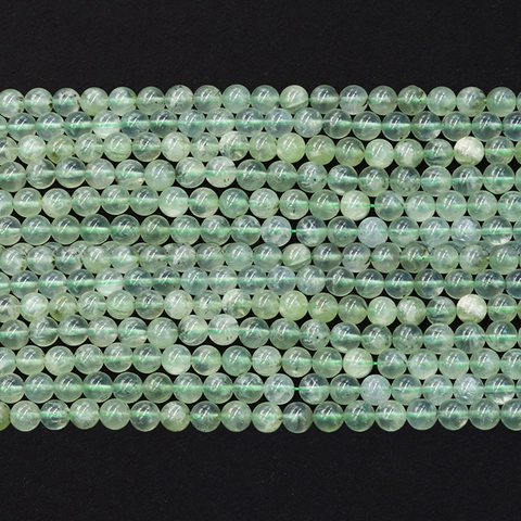 Natural Prehnite Round Loose Beads For Jewelry Making DIY Necklace Bracelet Accessories Light Green Polished Stone Beads