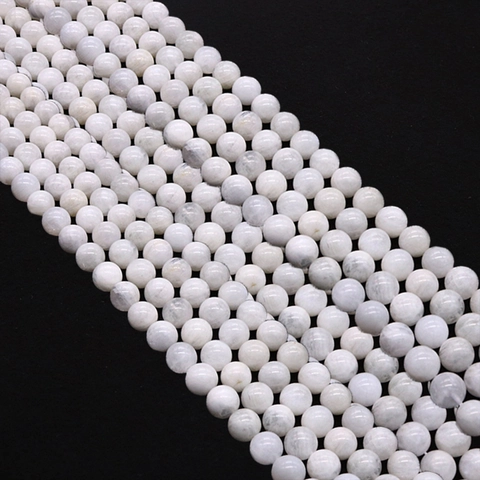 Natural Moonstone Round Beads Polished White Stone Loose Beads For DIY Necklace Bracelet Jewelry Making Accessories