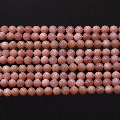Natural Stone Sunstone Round Loose Beads For DIY Jewelry Making Polished Pink Peach Gemstone Beads Strand Accessory