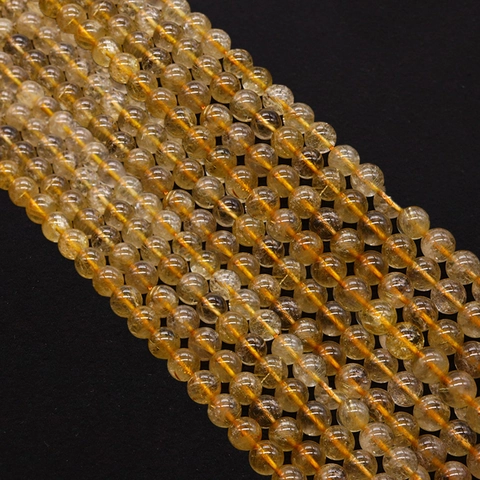 Natural Stone Citrine Round Beads For DIY Jewelry Making Polished Yellow Crystal Loose Beads For Necklaces Accessories