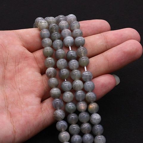 Natural Labradorite Round Beads Polished Grey Flash Stone Loose Beads For DIY Jewelry Making Necklaces Accessories Unisex