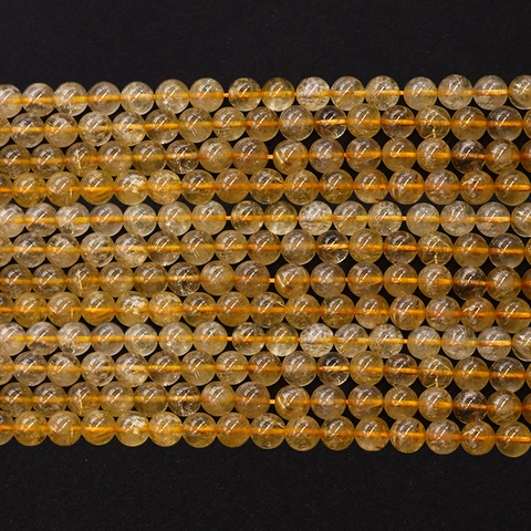 Natural Stone Citrine Round Beads For DIY Jewelry Making Polished Yellow Crystal Loose Beads For Necklaces Accessories