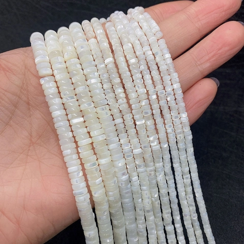 Cuentas en Forma de Ábaco de Madreperla Blanca de Concha Natural Pulidas Cuentas Sueltas Separadoras para Creación de Joyas