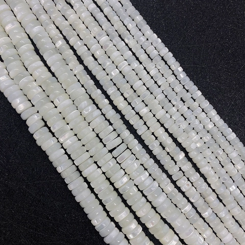 Cuentas en Forma de Ábaco de Madreperla Blanca de Concha Natural Pulidas Cuentas Sueltas Separadoras para Creación de Joyas