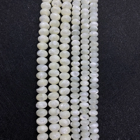 Künstliche Perles en Coquille de Nacre Blanche Naturelle Forme de Rondelle Abaque Künstliche Perles d'Espacement en Vrac pour la Création de Bijoux DIY