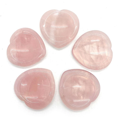 Piedra de Preocupación en Forma de Corazón de Cuarzo Rosa Natural Cristal Curativo Piedra de Masaje Pulida para Alivio de Ansiedad