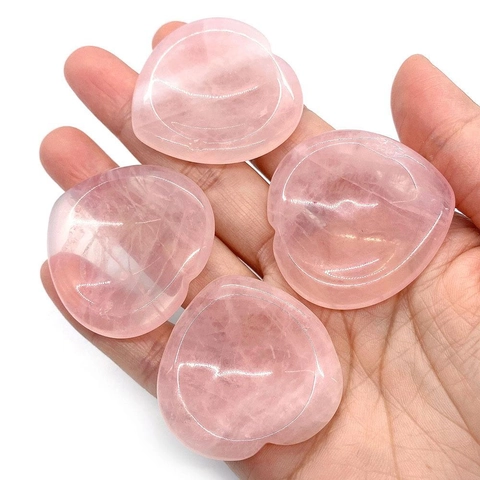 Piedra de Preocupación en Forma de Corazón de Cuarzo Rosa Natural Cristal Curativo Piedra de Masaje Pulida para Alivio de Ansiedad