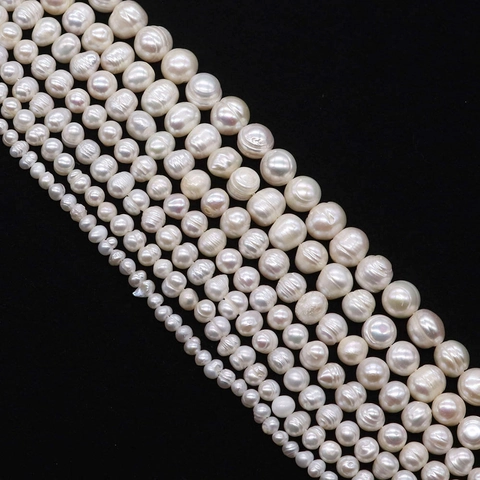 Natural Freshwater Pearl Beads White Near Round Potato Shape Loose Beads For DIY Jewelry Making Wedding Party Accessories