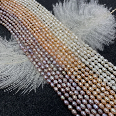 Natürliche Süßwasserperlen Perlen Reisform Klasse AA Weiß Rosa Lila Lose Perlen Für DIY Schmuckherstellung Halskette Armband Damen Basteln