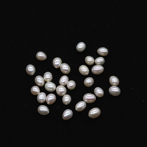 Natural Freshwater Pearl Rice Shape Loose Beads Polished Semi-drilled White Ovoid Pearl Beads For DIY Jewelry Making Earrings