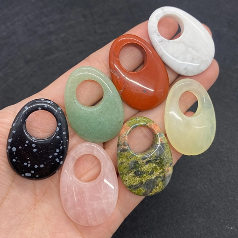 Ciondolo Ovale in Pietra Naturale Agata Fiocco di Neve Lucidato Quarzo Cristallo Charms per Fai da Te Collana Bracciale Accessori per Gioielli