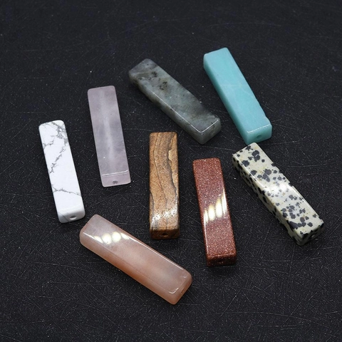 Perles de Colonne Rectangulaire en Pierre Naturelle Pour Fabrication de Bijoux DIY Polies Amazonite Quartz Rose Labradorite
