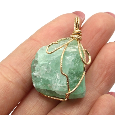 Irregular Natural Crystal Stone Wire Wrapped Pendant For DIY Jewelry Making Raw Gemstone Pendant Only Without Chain Boho