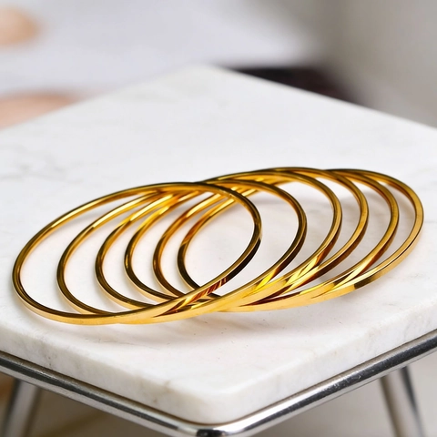 Minimalistischer Edelstahl Armreif Armband Für Damen Hochglanzpoliert Gold Silber Roségold Rund Dünn Modeschmuck Geschenk