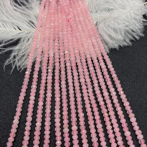 Perles en Vrac Rondelles Facettées en Quartz Rose Naturel Brins de Pierres Semi-Précieuses Polies pour la Fabrication de Bijoux DIY