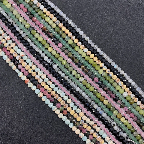 Naturstein Facettierte Rondell-Perlen Tigerauge Granat Abakus Lose Perlen Für DIY Schmuckherstellung Armband Halskette Zubehör