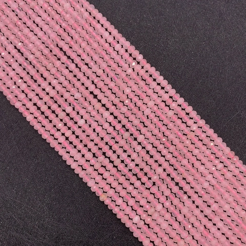 Natürliche Rosa Rosenquarz Facettierte Rondelle Lose Perlen Poliert Halbedelstein Stränge Für DIY Schmuck Herstellung Zubehör
