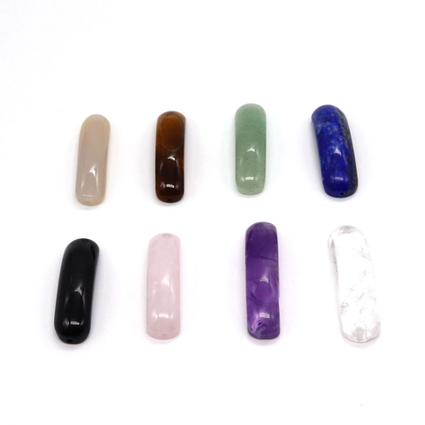 Natural Stone Curved Tube Beads Bridge Pendant Lapis Rose Quartz Amethyst For DIY Jewelry Making Necklaces Bracelets Accessory