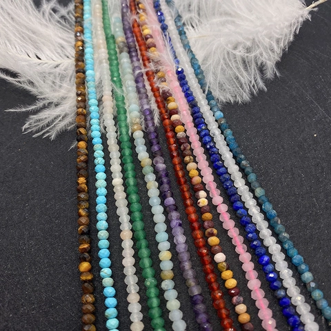 Faceted Natural Stone Beads Rondelle Loose Spacer Beads For DIY Jewelry Making Bracelet Necklace Earring Crafting Accessories