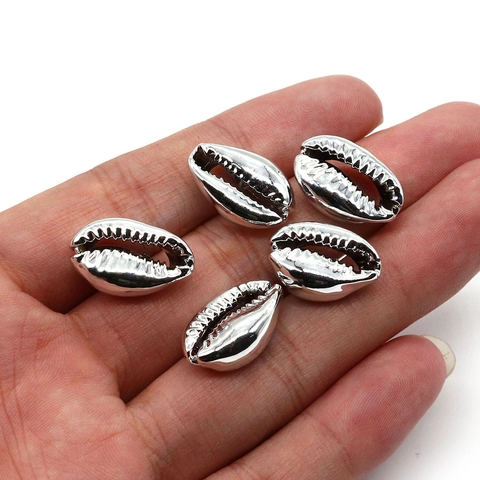 Electroplated Natural Cowrie Shell Beads For DIY Jewelry Making Gold Silver Conch Shell Charms Beach Jewelry Accessories