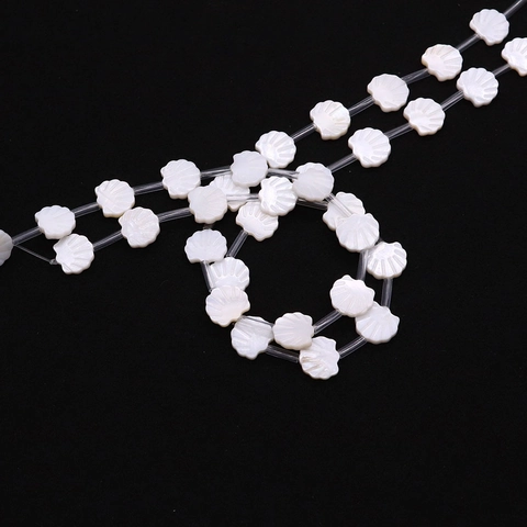 Natural White Freshwater Shell Beads Scallop Shape Polished Loose Beads For DIY Jewelry Making Necklaces Earring Accessory