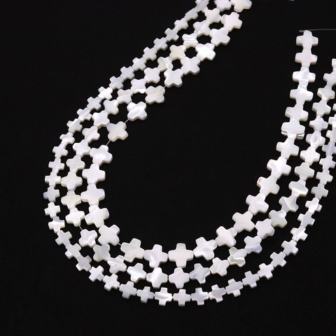 Perles de Croix en Coquille Blanche Naturelle de Mer Polies Perles en Vrac pour la Fabrication de Bijoux DIY Accessoires Bijoux