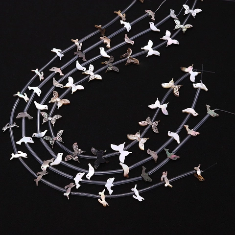 Natural Black Shell Animal Shaped Loose Beads Bird Rabbit Butterfly Dolphin Polished Mother Of Artificial Pearl Beads For DIY Jewelry Making Accessories