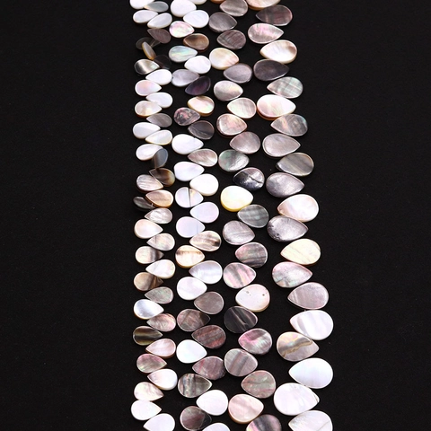 Künstliche Perles en Coquille de Nacre Noire Naturelle Iridescente Forme de Goutte Plates Percées Künstliche Perles en Vrac pour Accessoires Bijoux DIY