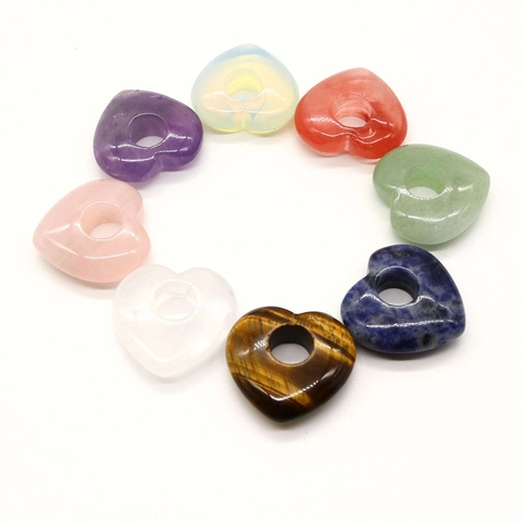 Pendentif en Pierre Naturelle Forme de Cœur Sans Chaîne Quartz Rose Améthyste Pour Fabrication de Bijoux DIY