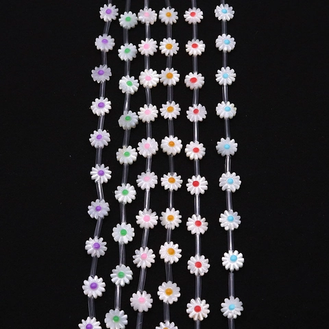 Natural Sea Shell Daisy Flower Shape Loose Beads Enamel Drip Oil Spacer Beads For DIY Jewelry Making Accessories