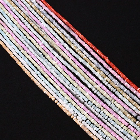 Natural Sea Shell Flat Abacus Beads Polished Small Straight Hole Loose Beads For DIY Jewelry Making Women Necklace Accessories