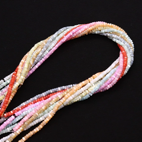 Natural Sea Shell Flat Abacus Beads Polished Small Straight Hole Loose Beads For DIY Jewelry Making Women Necklace Accessories
