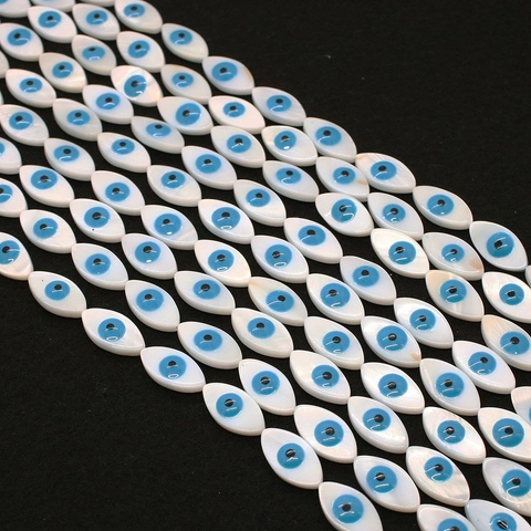 Natural Shell Marquise Evil Eye Loose Beads For DIY Jewelry Making Bracelet Necklace Mother Of Artificial Pearl Nazar Beads Accessories
