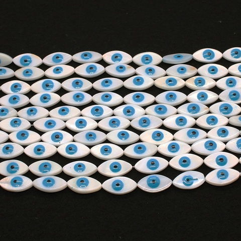Natural Shell Marquise Evil Eye Loose Beads For DIY Jewelry Making Bracelet Necklace Mother Of Artificial Pearl Nazar Beads Accessories