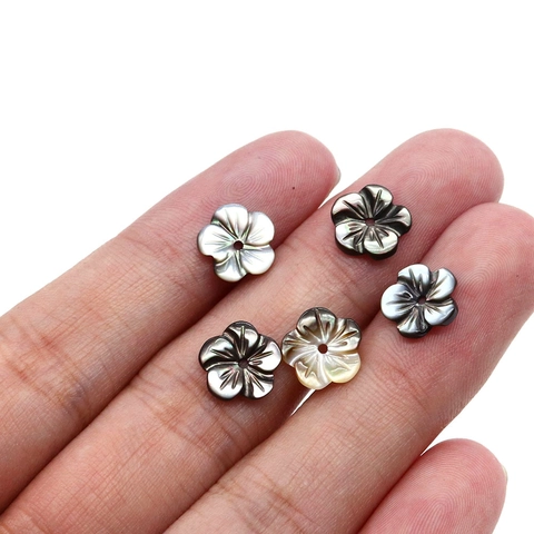 Natuurlijke Zwarte Kunstparelmoer Bloemenkralen Vijfbladerige Schelp Losse Kralen Gepolijst Middengat Voor Sieraden Maken Accessoires