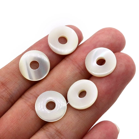 Pendentif Anneau en Coquillage Naturel Nacre Boucle Pingan Accessoire en Coquille à Grand Trou pour la Fabrication de Bijoux DIY