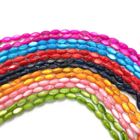 Natürliche Meeresmuschel Künstliche Perlen Reisform Oval Lose Künstliche Perlen Für DIY Halskette Armband Herstellung Perlmutt Gefärbte Zubehör