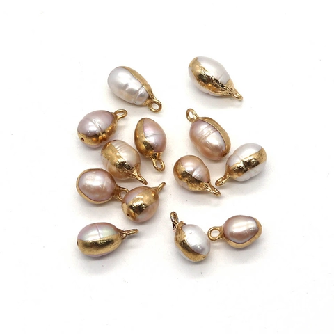 Natürliche Süßwasserperle Anhänger Reisform Barock Galvanisierte Metallkappe Nur Anhänger Ohne Kette Für Die Schmuckherstellung DIY Zubehör Damen Geschenk