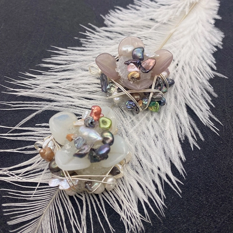 Handgefertigte Drahtwicklung Blumen Anhänger Ohne Kette Natürliche Süßwasserperle Amethyst Kristall Cluster DIY Schmuck Zubehör