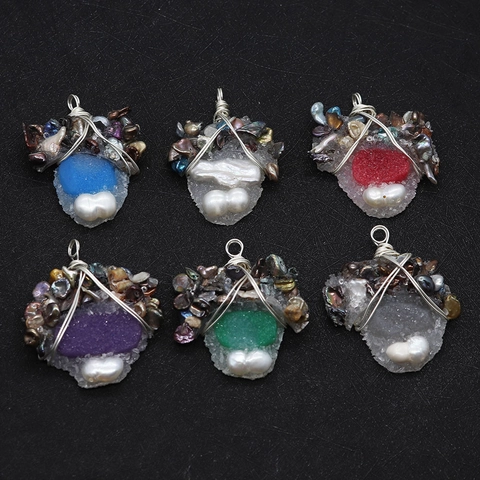 Süßwasserperle Harz Anhänger Nur (Ohne Kette) Unregelmäßiger Wassertropfen Handgefertigt Drahtumwickelt DIY Schmuck