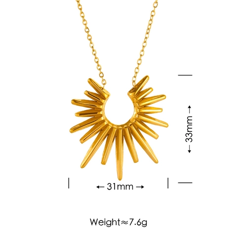Juego de Joyas de Girasol de Acero Inoxidable Vintage para Mujer Collar y Pendientes de Rayo de Sol Chapado en Oro Plata