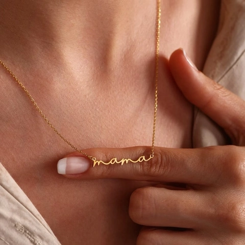 Minimalistische Edelstahl Mama Buchstaben Anhänger Halskette Mode Schlüsselbein Kette Schmuck Für Damen Muttertag Geschenk