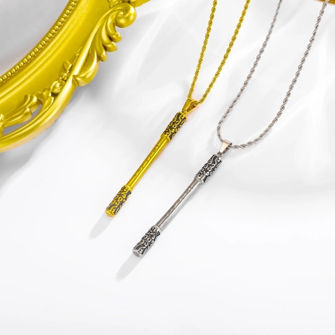 Collier Mythologie Ruyi Jingu Bang Pour Hommes Femmes En Acier Inoxydable 304 Pendentif Bâton De Roi Singe Or Argent Bijoux Ethniques Cadeau