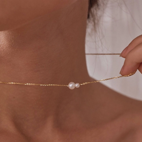 Minimalistische Edelstahl Kunstperle Halskette Für Damen 18K Vergoldet O-Kette Multi Künstliche Perle Choker Mode Schmuck Geschenk