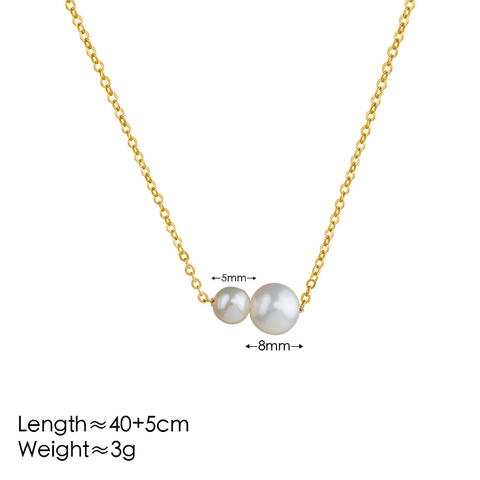 Minimalist 18K Gold Plated Stainless Steel Imitation Artificial Pearl Pendant Necklace Elegant Retro Fine O-Chain Jewelry For Women