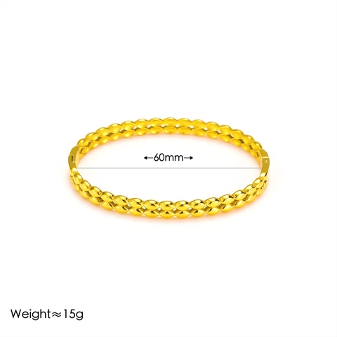 Brazalete Sencillo de Acero Inoxidable con Cuentas Geométricas para Mujer Chapado en Oro Plata 18K Joyería de Uso Diario