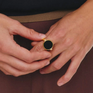 Wende-Edelstahl Schmuck-Set Für Damen Rund Doppelseitig Schwarz Weiß Muschel Anhänger Halskette Ring Minimalistischer Schmuck