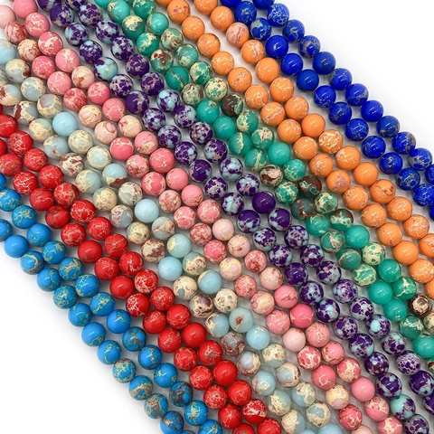 Natural Stone Imperial Jasper Round Loose Beads For DIY Necklace Bracelet Jewelry Making Craft Findings