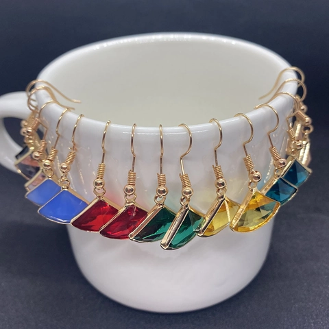 DIY Fan Shaped Faceted Crystal Pendant Alloy Metal Border Charm For Necklace Earring Jewelry Making Accessories Multiple Colors